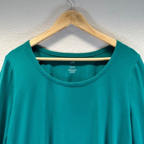 J Jill Luxe Supima A Line Tunic Top Womens L Green Meadow Soft Spring Color NEW - Picture 5 of 16